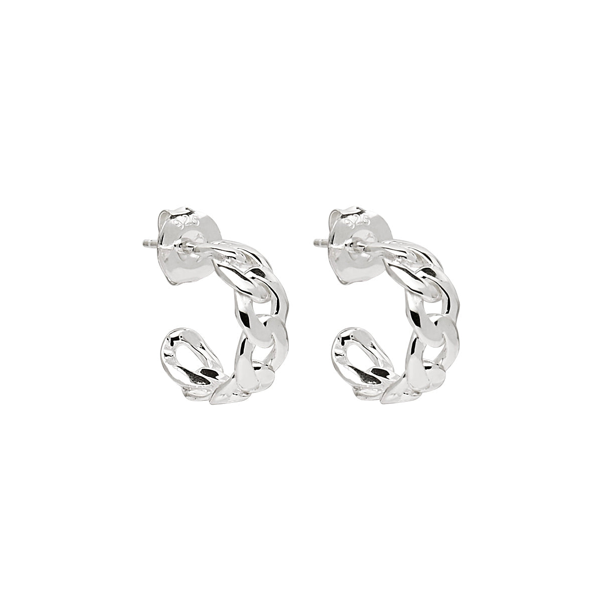 Najo Curb Small Silver Hoop Earrings