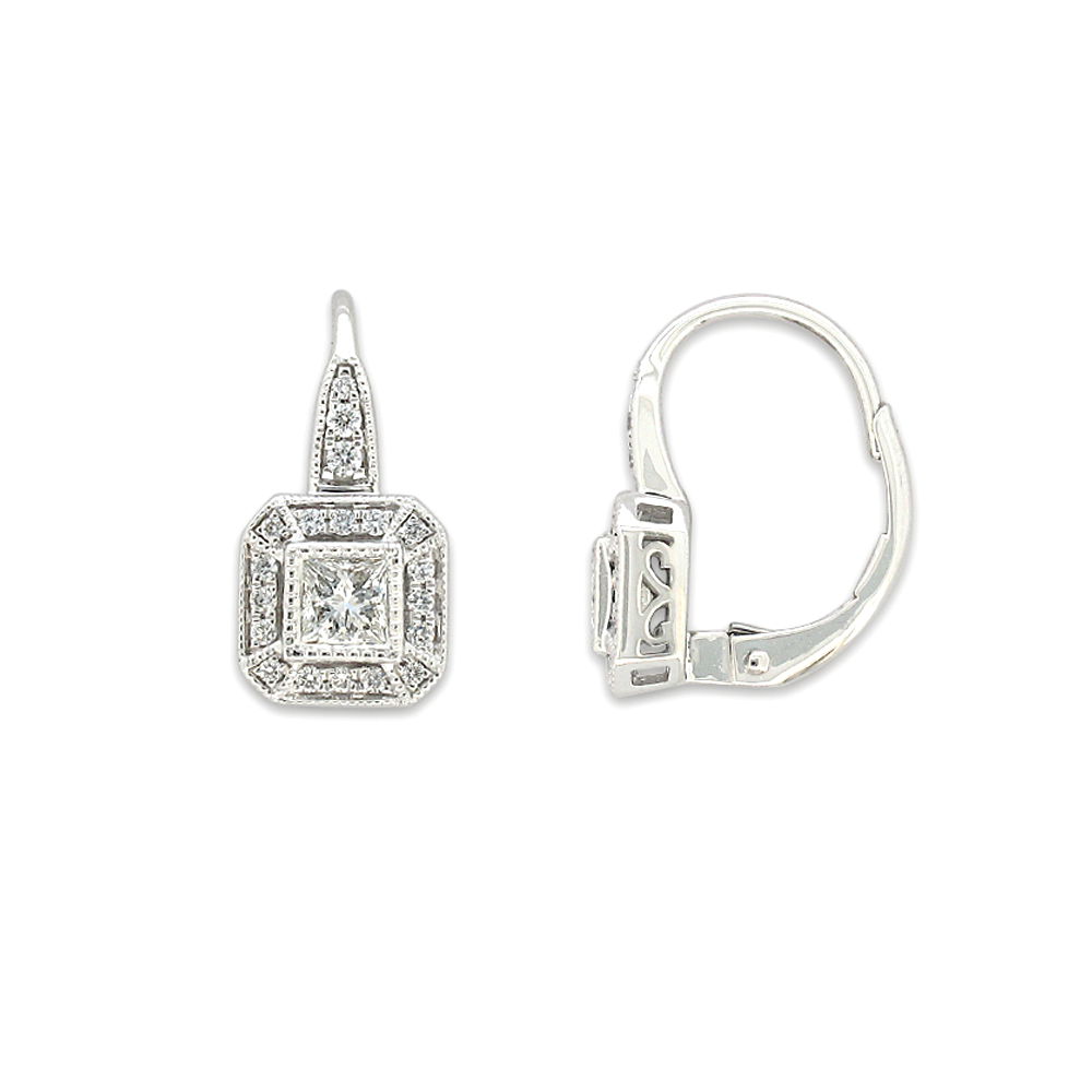 18 Carat White Gold 0.54 carat Diamond Art Deco Earrings
