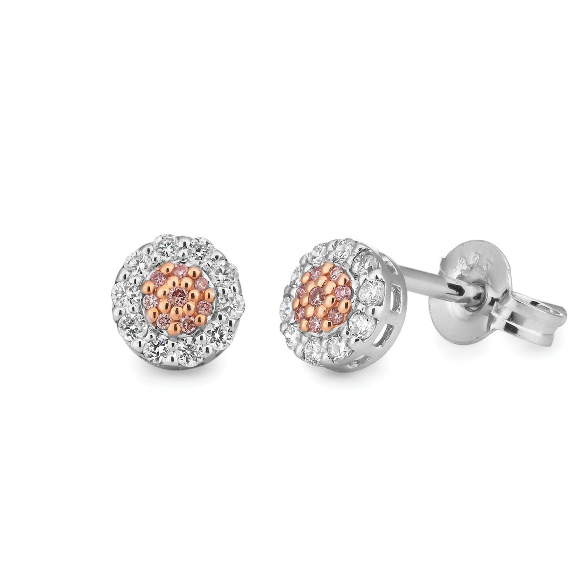 9ct white gold pink diamond earrings