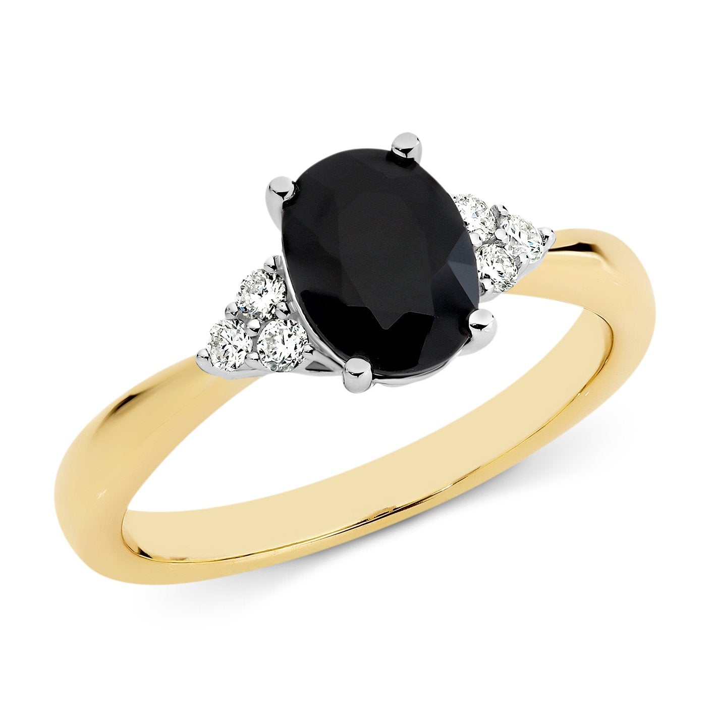 9ct yellow gold sapphire & diamond ring
