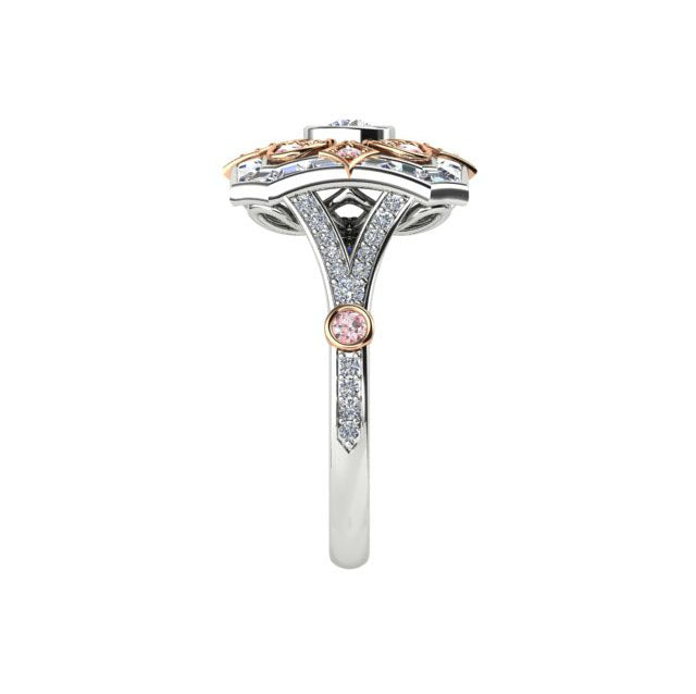 18 Carat White & Rose Gold, Argyle Pink & White Diamond Ring.
