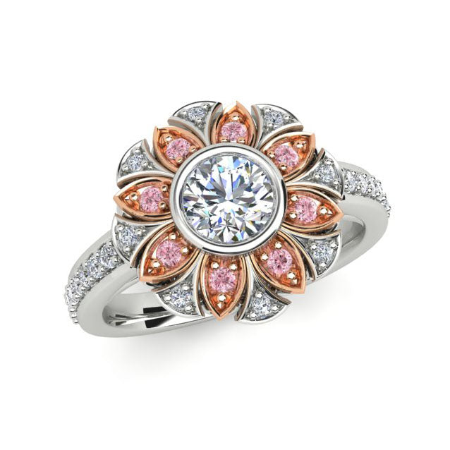 18 Carat White & Rose Gold, Argyle Pink & White Diamond Ring.