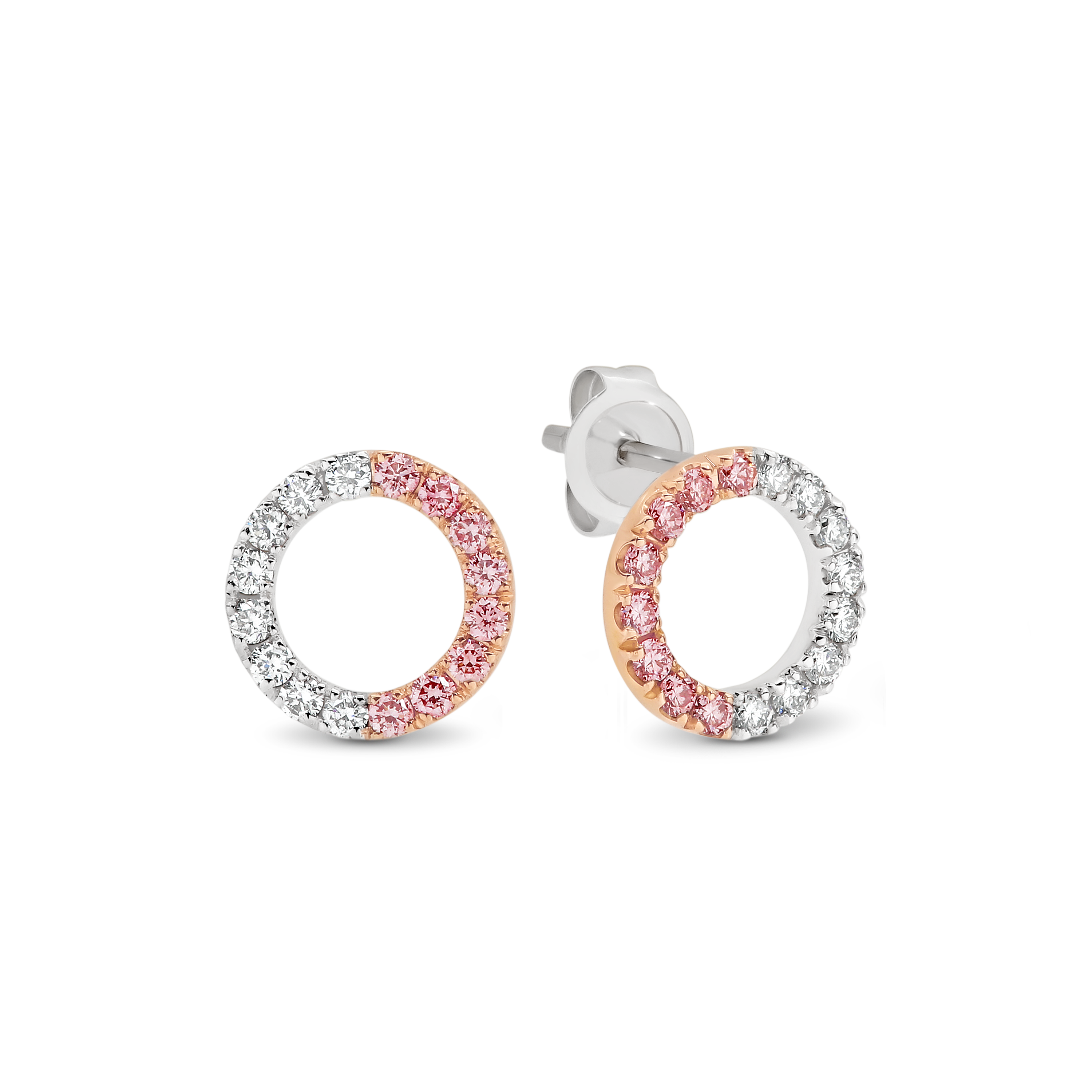 18 Carat Rose & White Gold Argyle Circle Earrings