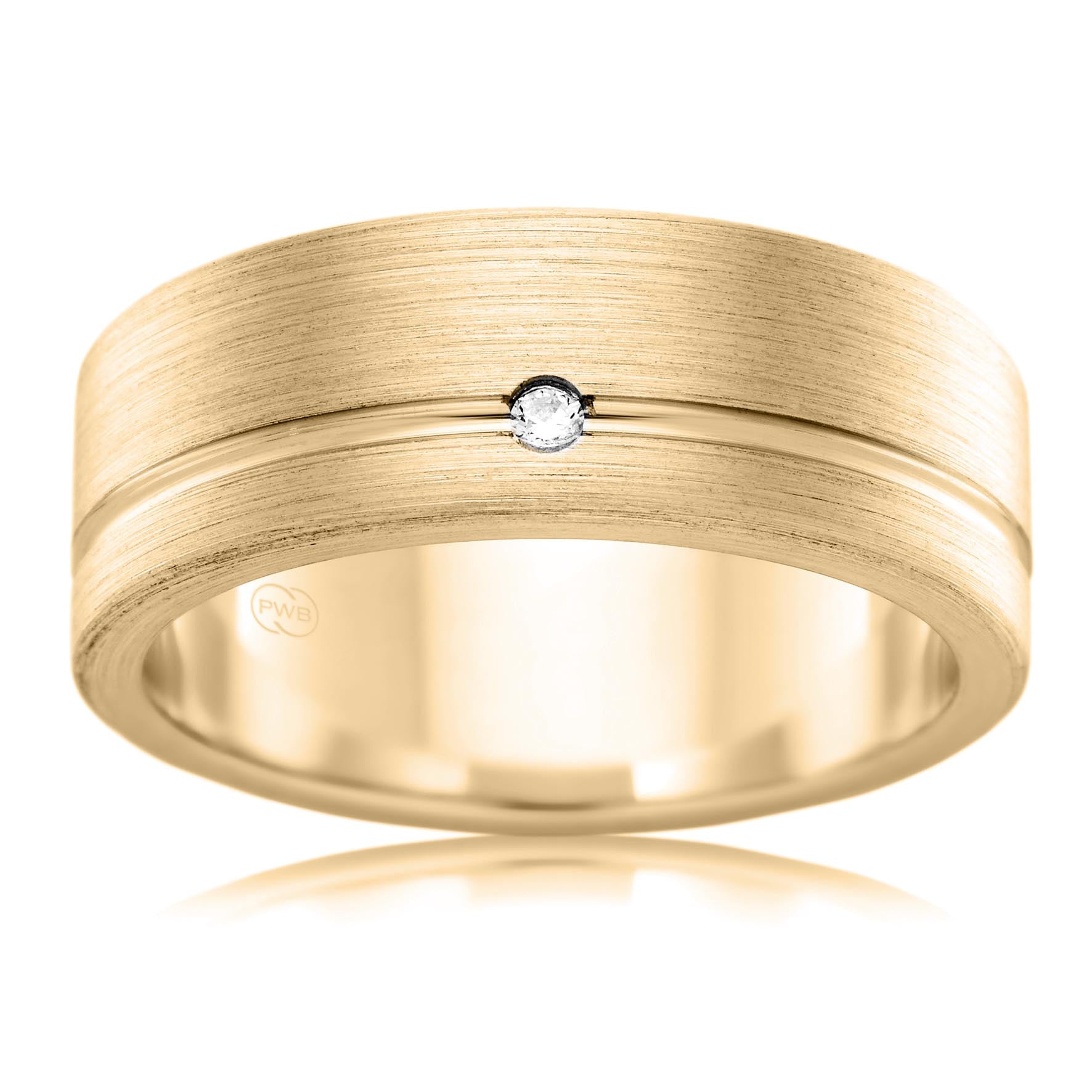 Gents Wedding Ring with 0.02 carat Brilliant-cut Diamond.