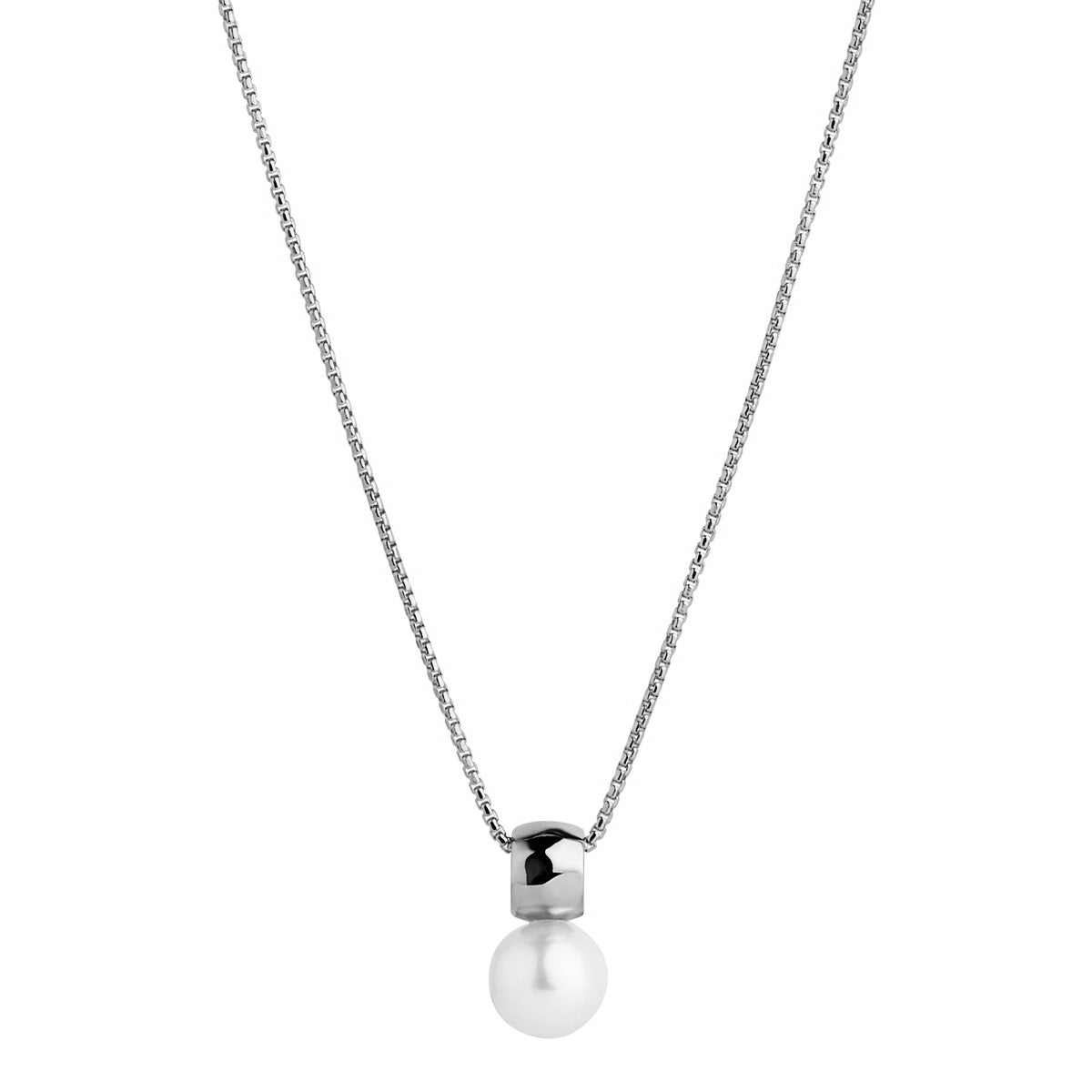 Idyll Silver Pearl Necklace (45cm+ext)