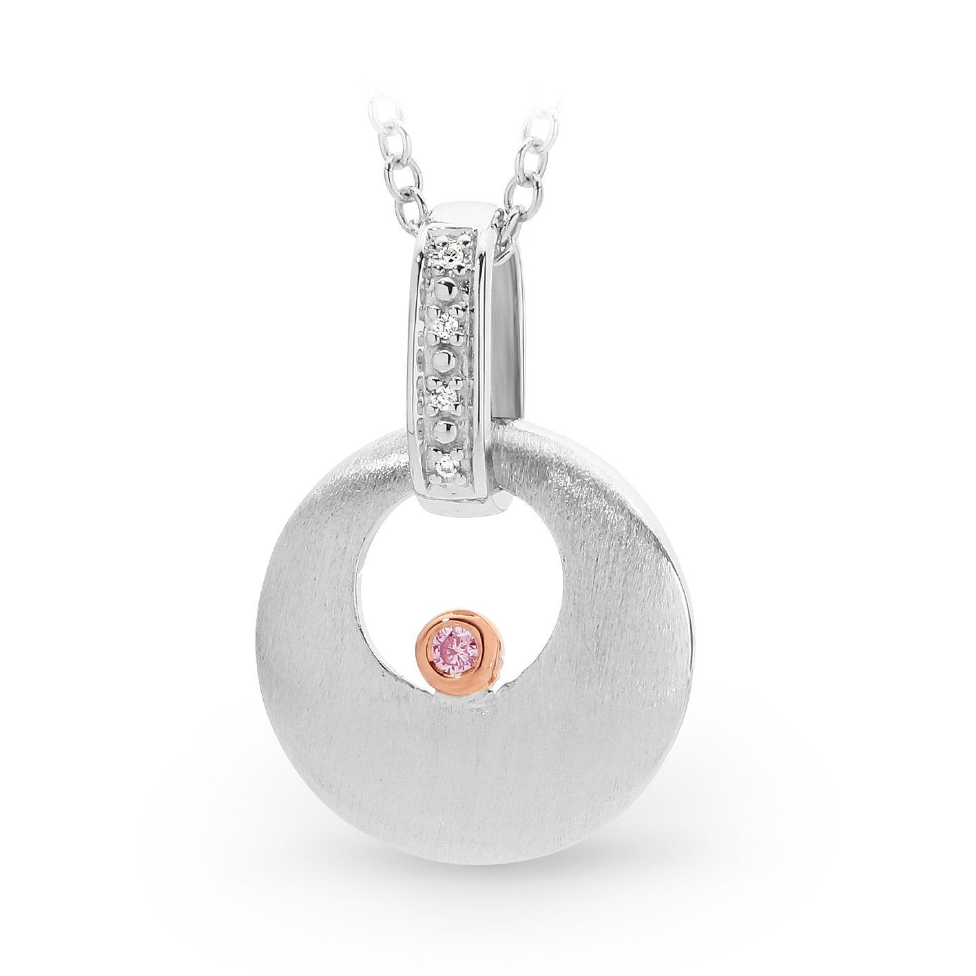 9ct White and Rose gold Pink Caviar Diamond pendant
