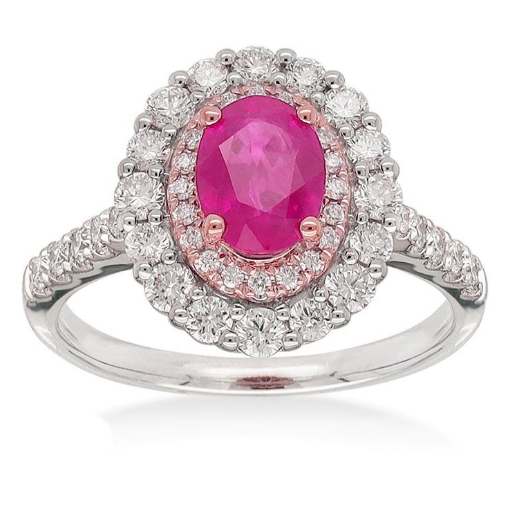 18ct White & Rose Pink Sapphire Ring