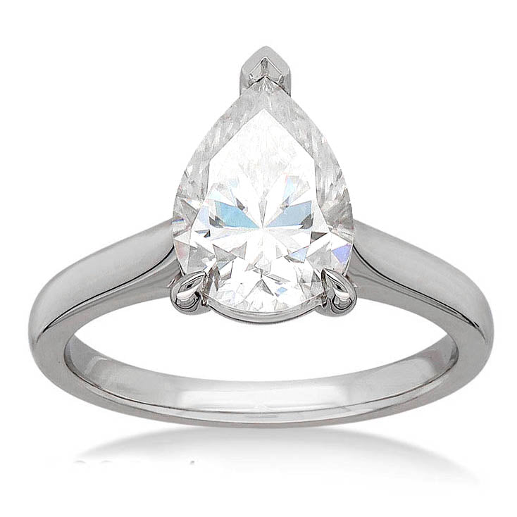 9ct White Gold Moissanite Pear Solitaire.