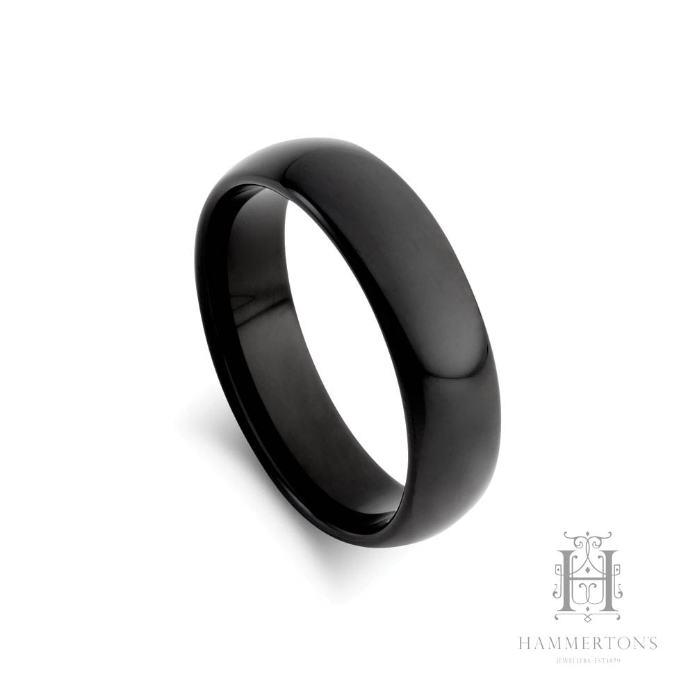 High-Polished Black Tungsten Ring