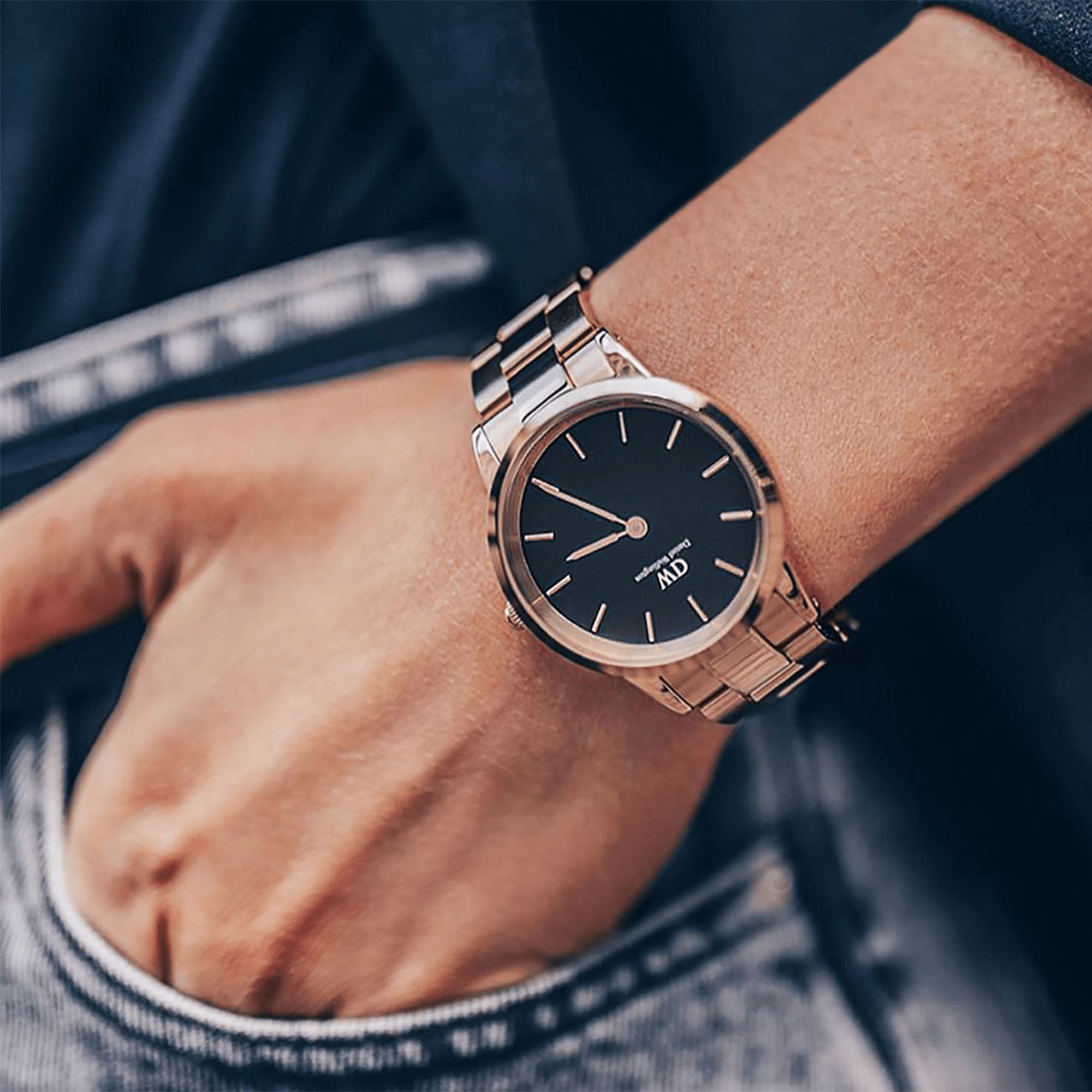 Daniel Wellington Iconic Link 36 Rose Gold and Black Watch
