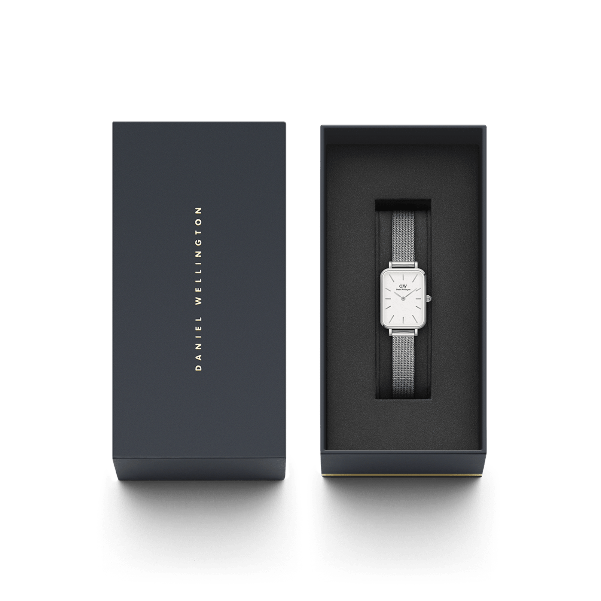 Daniel Wellington Quadro 20X26 Pressed Sterling Silver & White Watch