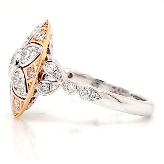 18 carat White & Rose Gold, Argyle Pink Diamond Ring.