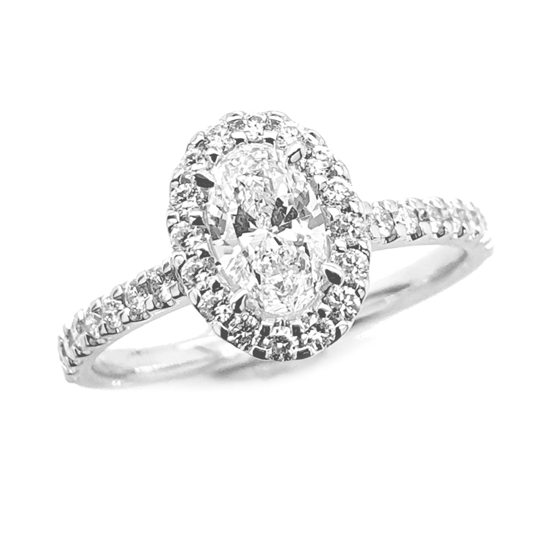18ct White Gold 0.50ct Oval Halo Engagement Ring